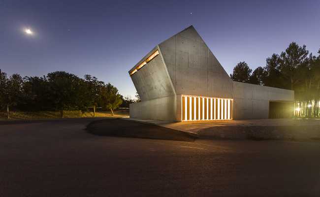 The emblematic Tanatorium for greeting the dead caressed by a mystical light